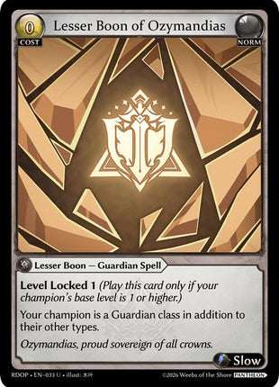 Lesser Boon of Ozymandias