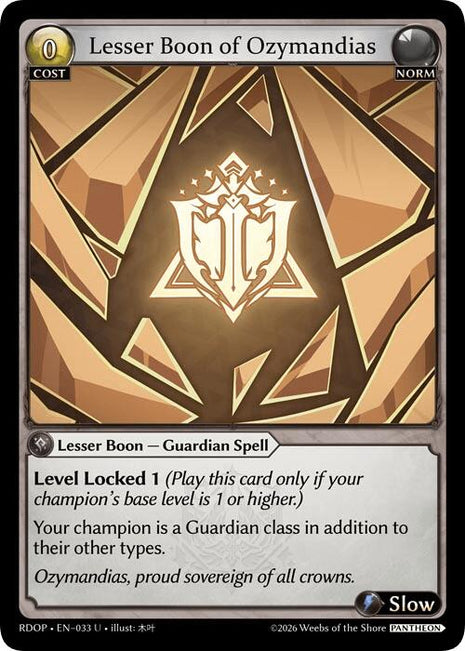 Lesser Boon of Ozymandias